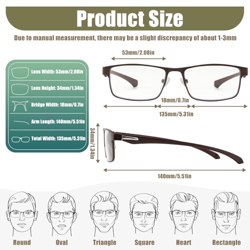 Image of Photochromic Progressive Multifocus Reading Glasses Men Transition Blue Light Blocking Multifocal Computer Readers