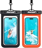 Hiearcool Waterproof Phone Pouch,Waterproof Phone Case,Waterproof Cellphone Pouch Under Water Beach Accessories for iPhone-Black&Orange-2Pack