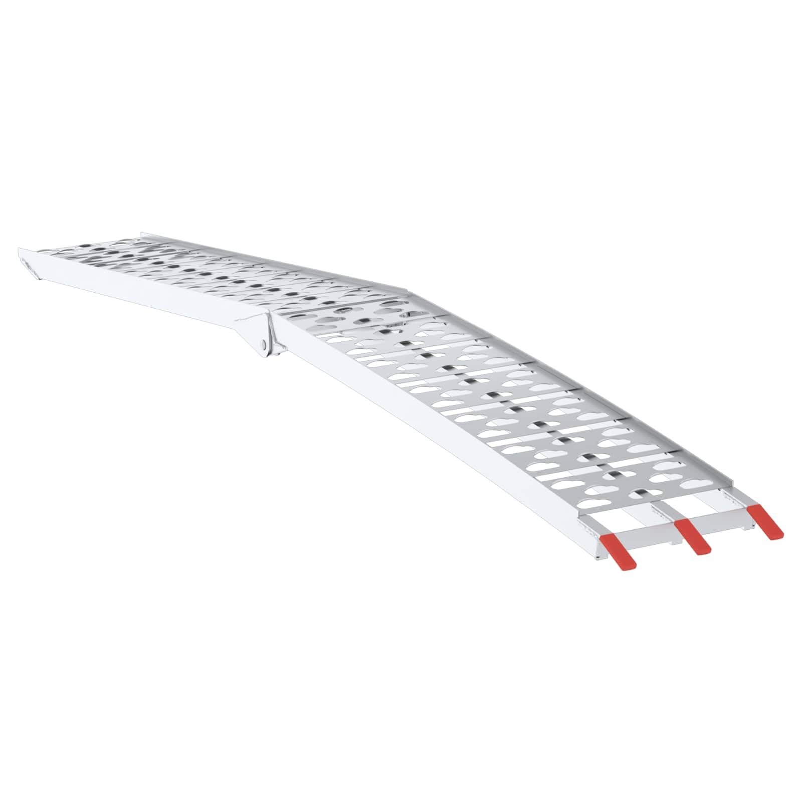 Zestaw 2 składanych ramp motocyklowych z aluminium, 222 cm, składana rampa najazdowa do motocykla, skutera, quada, nośność 340 kg, antypoślizgowa, srebrna