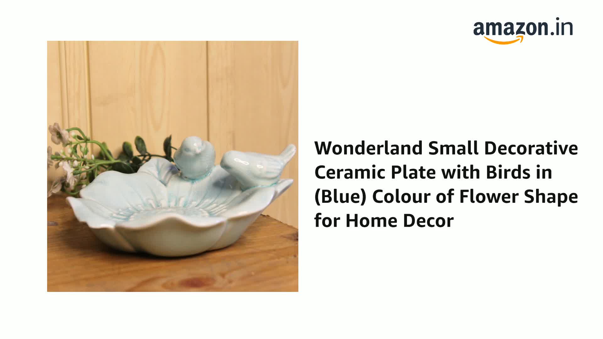 Buy Wonderland Small Decorative Ceramic Plate with Birds in (Blue