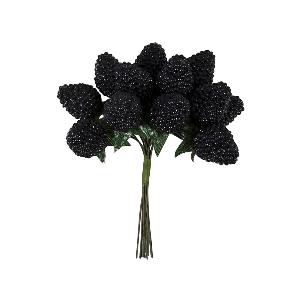 FloristryWarehouse Pack of 60 Artificial Blackberry Fruit and Leaf Picks on Wires