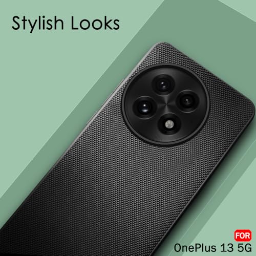 Image of TheGiftKart Back Cover Case for OnePlus 13 5G | Slim & Lightweight | Ultra-Premium Design | Camera Protection Bump | Fabric Texture Case Cover (PC & TPU, Black)