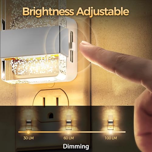 Image of DORESshop Night Light, Night Lights Plug Into Wall, Dimmable, 3000K | Bubble Decorative Night Light, Dusk to Dawn Sensor, Wall Sconce-Style Design Nightlights for Bathroom, Hallway, Gift, 2 packs