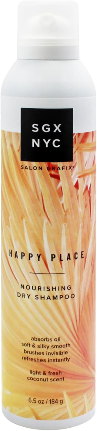 SGX NYC Happy Place Nourishing Dry Shampoo - Styling Vegan Dry Shampoo with Pro-Vitamin B5 and Biotin - Refreshing Coconut Scent - 6.5 oz
