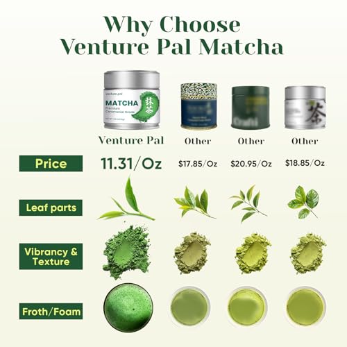 Venture Pal Superior Ceremonial Grade Matcha Powder, 100% Pure First Harvest Matcha Powder, Shade Grown Green Tea – Vegan, Gluten-Free, No Additives, Unsweetened (30g/1.06oz Tin)