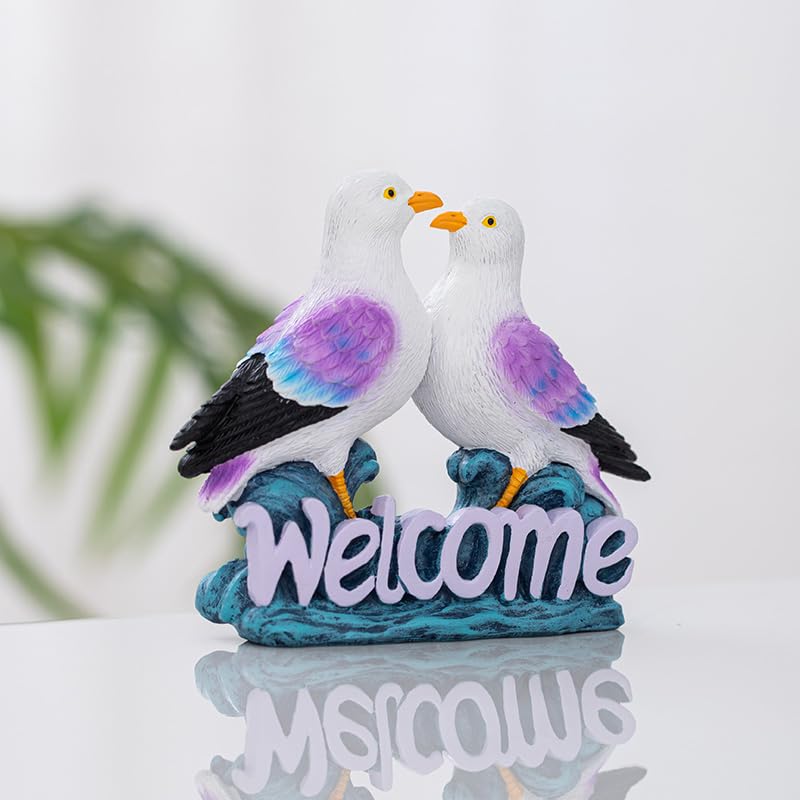 Mini estatua pareja de gaviotas para decoración miniatura 4