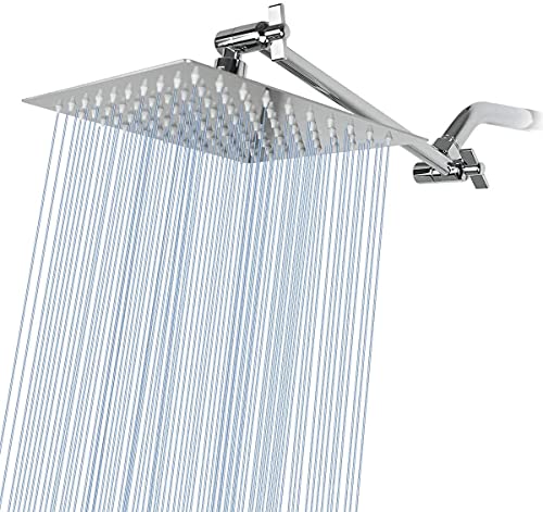 Kalbinuo High Pressure Large Stainless Steel Square Rain ShowerHead Waterfall Full Body Coverage,Easy to Clean and Installï¼Œ8inch