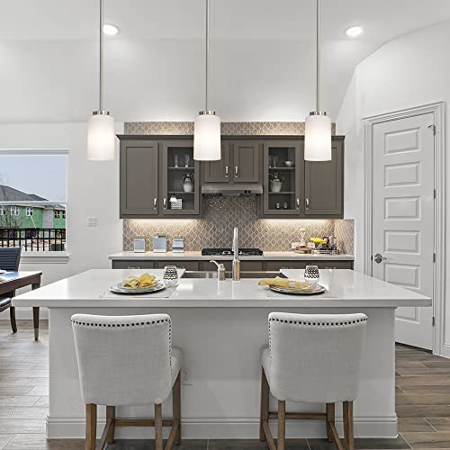 Todoluz 1-Light Farmhouse Chandelier Pendant Light Fixtures With Opal White Shades, Hanging Ceiling Pendant Lighting Brushed Nickel For Kitchen Dining Room Study thumb #2
