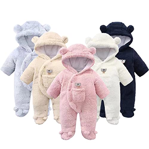 Baby Snowsuit Toddler Snow Suit Infant Boy Puffer Jacket Newborn Winter Coat 2T Baby Fleece Jumpsuit (Pink, 59)