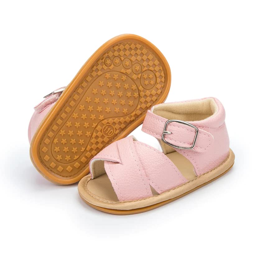 Image of LITTLE CHARLIE Georgia Soft Sole Sandals | Baby Girls Anti-Slip Sandals |Toddler First Walker Prewalker Newborn Sandals for Baby Girls | Best Birthday Present for Toddler