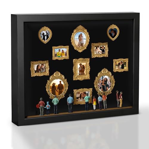Mini Caja de Silueta de Museo Personalizado, Cuadro Personalizado con Foto, Vintage Marco de Fotos «Museo de Nosotros» con 3D Figura y luz LED Fotos Personalizadas Regalo Cumpleaños, Aniversario