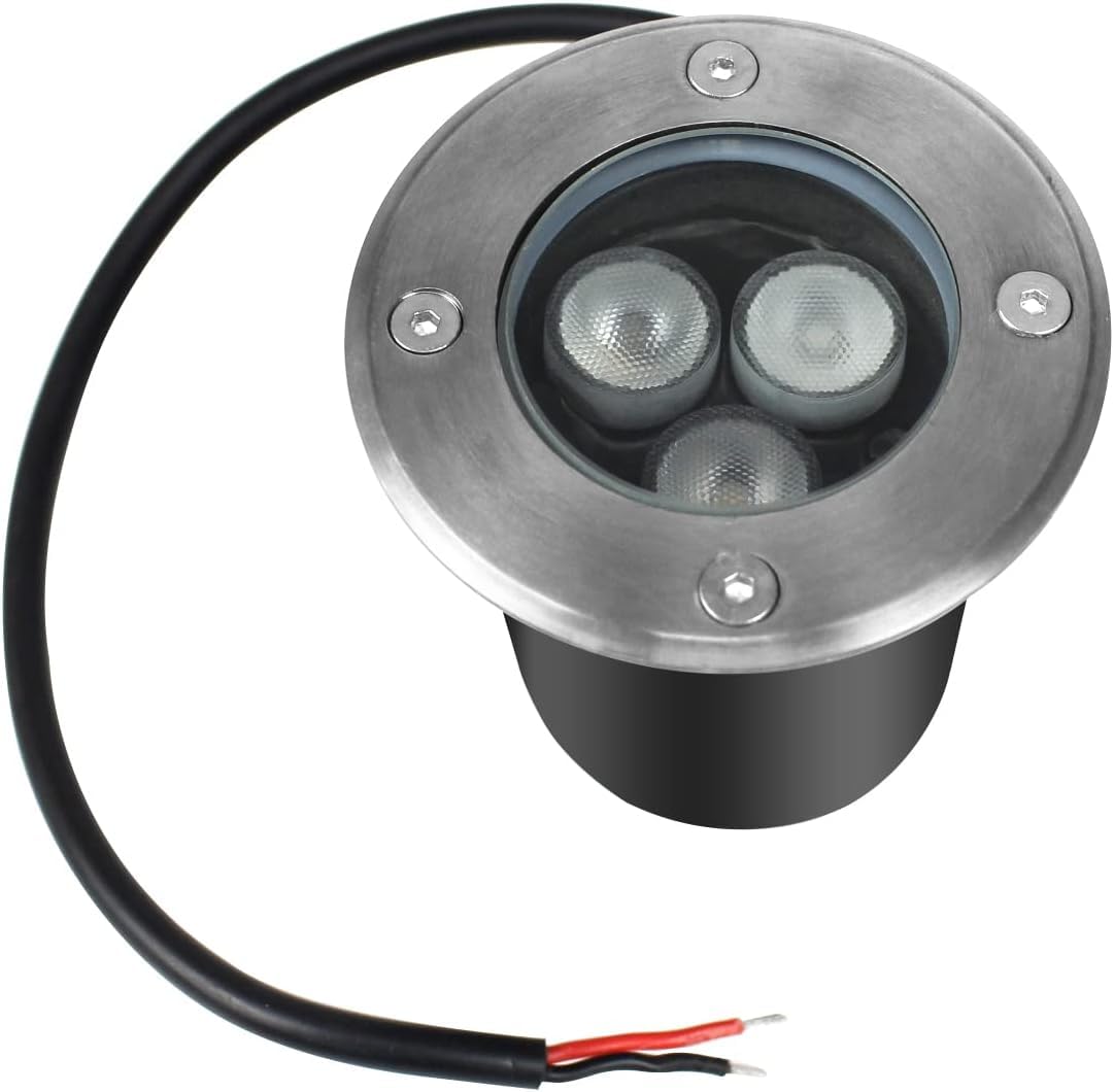 LightingWill6 Pack 3W LED Underground Lights, Warm White, 300 Lumens, IP67 DC 12V Low Voltage Outdoor Landscape Lights for Driveway, Deck, Step, Garden