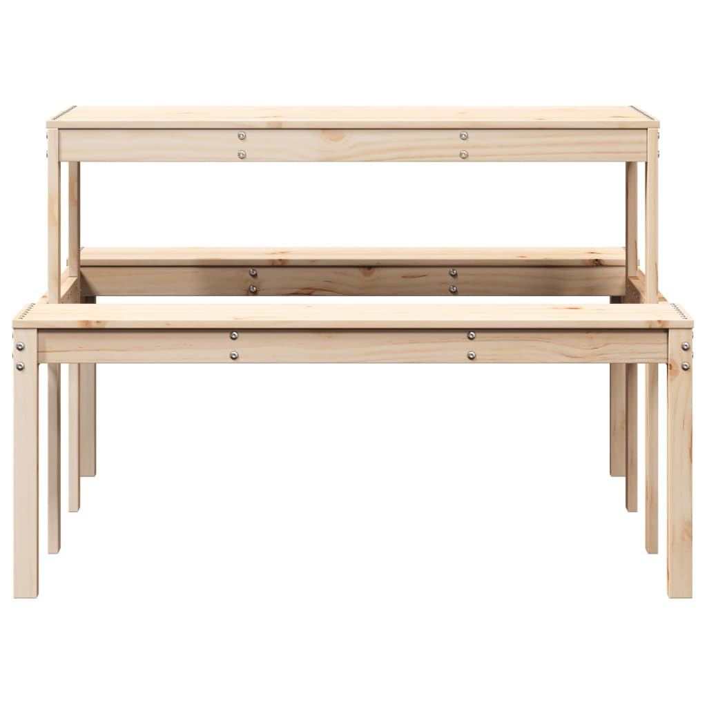 Mesa de picnic de madera de pino maciza, 110 x 134 x 75 cm, resistente a la intemperie, estable, para jardín, terraza, balcón, exterior, camping y salón, ahorra espacio, fácil de limpiar