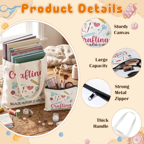 Image of Y1tvei Canvas Bags Gifts, Tote Bag with Makeup Pouch, Birthday Party Favors