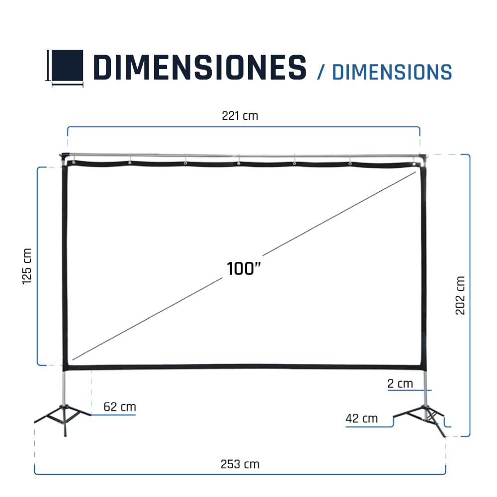 iggual Pantalla Proyección 100" 16:9 Plegable Portátil con Soporte Visión 120º Compatible 4K Interior Exterior Bolsa Transporte