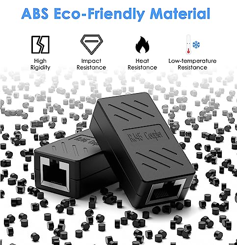 Image of lvy RJ45 Coupler, Ethernet Extension Connector, Internet Coupler for Cat5 Cat5e Cat6e Cat7 Cable, Network Extender (10Pack Black)