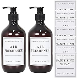 Dispensador De Gel Lidl 2 Piezas Botellas de Champú Vacías, 500ml marrón Vidrio Dispensador Jabon Botella Cocina, Recargable Dispensador jabon baño con Etiquetas, para Líquido/Jabón/Champú/Loción/Gel de Ducha