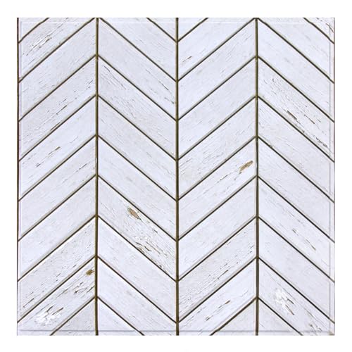 Commomy 10 Piezas Paneles de pared 3D, efecto madera blanca, 30 x 30 cm, autoadhesivos, paneles de pared de PVC para decoración de paredes interiores de sala de estar y dormitorio