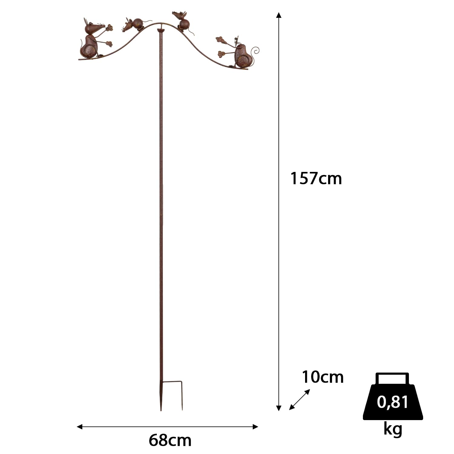 Moritz Gartenstecker Katze mit Mäusen 157 cm – Balance Pendel Metall Deko