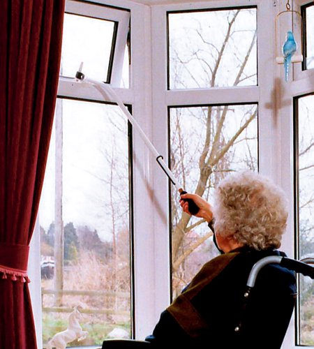 Fensteröffner Stange 45,5cm Rot/Gelb - Griffhilfe Für Hohe Fenster