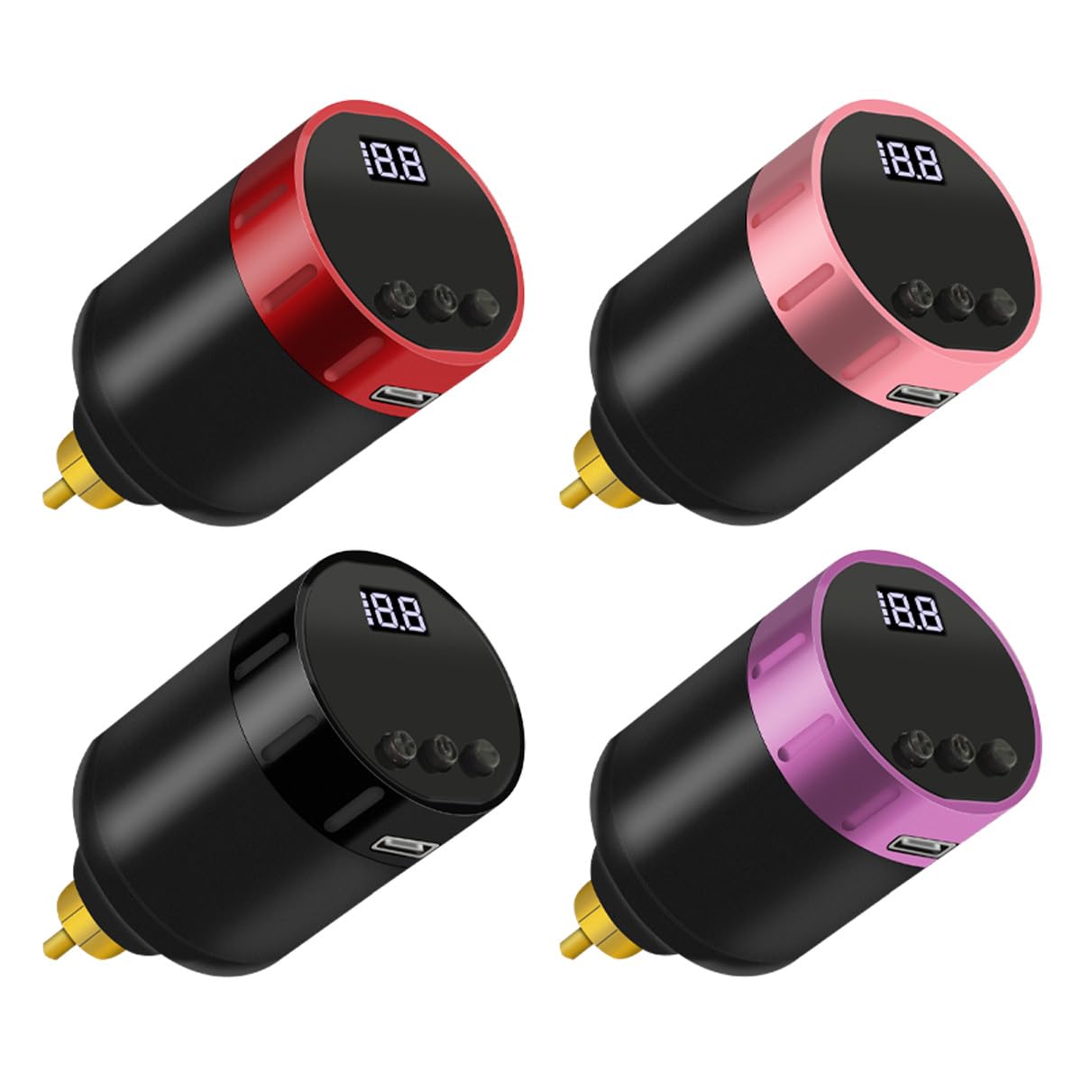 TTOOGO Rechargeable Tattoo Power Supply LED Digital Display RC Tattoo Battery 1300mAh with 5–12V Output, Type-C Charging, 2H Full Charge 4H Runtime, Lightweight 56g,Pink