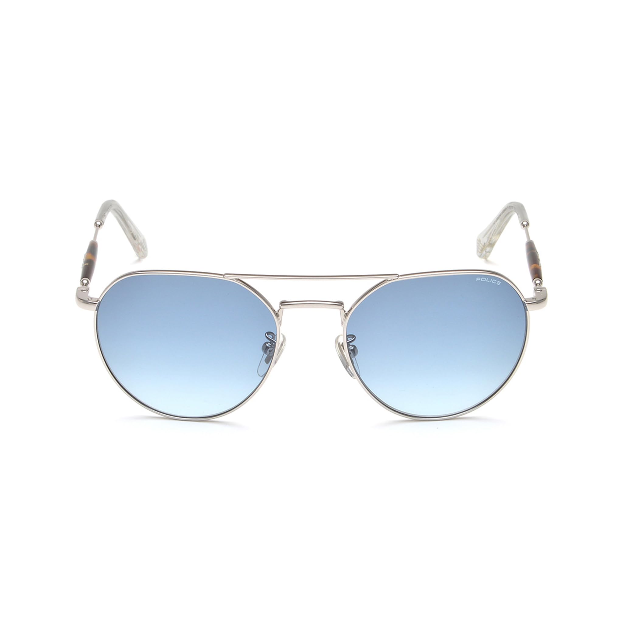 police Eyewear | Blue Gradient Lens Oval Sunglass | Full Rim | Shiny Silver Frame With 100% U.V. Protection | Men Sunglasses | Small Size | Splf14K55579Sg-picture-17