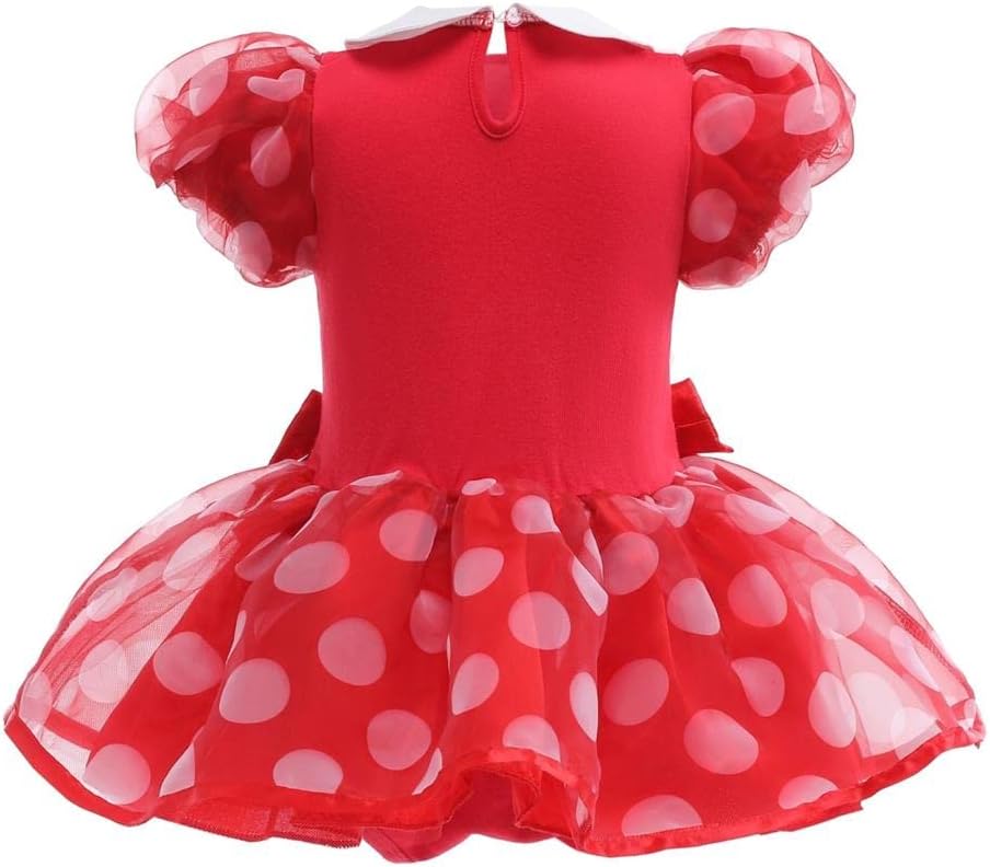 Dressy Daisy Infant Baby Girls Polka Dots Romper Costume Onesie Halloween Birthday Party Dress with Headband - Image 2