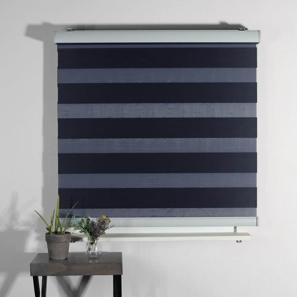 Blackout Cordless Blinds for Window Roller Shades & Blinds Zebra Shades Dual Layer Shades Horizontal Privacy Filtering Easy Installation (Maxium Height 72inch)