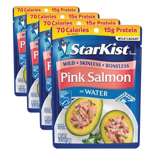 StarKist Skinless and Boneless Pink Salmon in Water, 2.6 oz Pouch (Pack of 4)