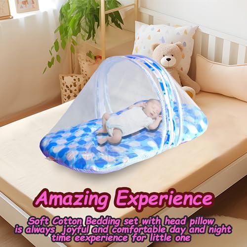 Image of VParents Cheeky Cheeky Blue Cotton Bedding Set & Mosquito Net