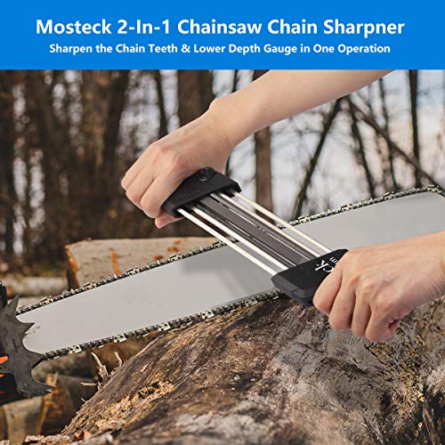 Mosteck Chainsaw Sharpener, 2 in 1 Easy File Chain Saw Blade Sharpener, Chain Sharp Filing Guide, Chainsaw Sharpening Kit - Use on .325 Chainsaw Chains