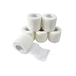 Transun Moo 6 Pack 2 x 5 Yards Self Adhesive Bandage Wrap Breathable Cohesive Vet Wrap for Pets, Elastic Self-Adherent Tape for Sports, Wrist, Ankle (White)