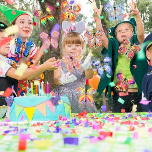 Image of LOMIMOS 40PCS Magic Flying Butterflies, Wind Up Butterfly Gift Fairy Flying Toy for Kids Surprise Explosion Box Wedding Birthday Party Book Greeting Card(20 Styles)
