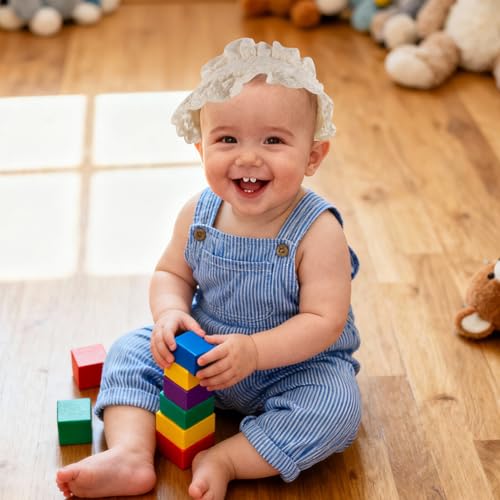 Gorro para niña recién nacida de algodón ajustable con encaje vintage para verano 6