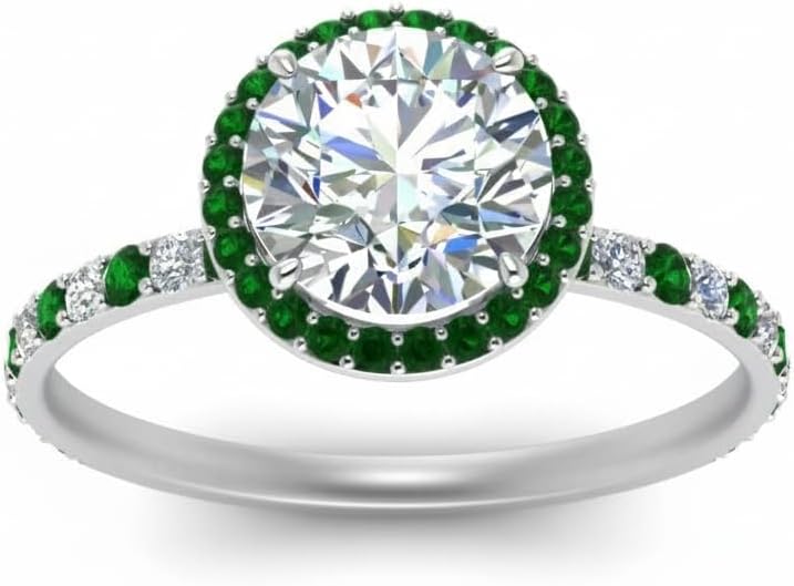 Choose Your Gemstone Petite Halo Diamond CZ Ring sterling silver Round Shape Halo Engagement Rings Affordable for your Girlfriend, Wife, Partner Wedding US Size 4 to 12
