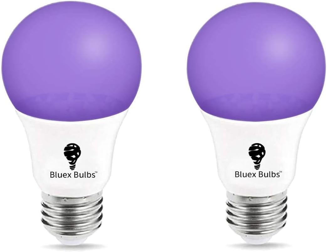 2 Pack LED Black Light Bulb, 9W A19 E26 Blacklight Bulb Level 385-400nm, Body Paint, Glow in The Dark LED Light Bulb Neon Glow Fluorescent Poster Black Bulb (2 Pack)