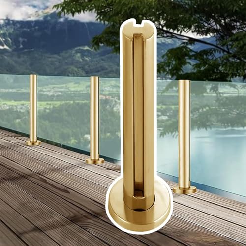 Kit de barandilla de vidrio dorado de 60 a 150 cm para madera/hormigón, abrazadera duradera para paneles de vidrio, poste final moderno y elegante para terrazas y patios