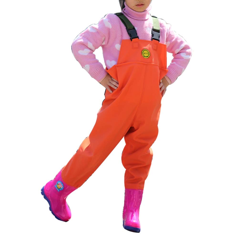 Trampolieri da Pesca, Trampolieri da Pesca, Trampolieri Impermeabili In Vita Elastica per Bambini Pantaloni con Bretelle Crosswater con Gli Stivali, Ragazzi Della Gioventù Bootfoot Pesca Caccia Trampo