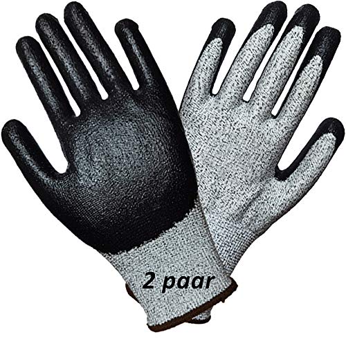 Preisvergleich Produktbild 2 Paar 5 Level schnittfeste Arbeitshandschuhe, hervorragende Griffigkeit, Arbeitshandschuhe, langlebig für Bauarbeiten, Holzarbeiten, Auto, Mehrzweck-Handschuhe (L-2paar)