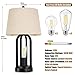 Touch Bedside Table Lamps with Rotary Switch Set of 2, 3-Way Dimmable Bedroom Living Room Lamps with USB Charging Ports, Industrial Nightstand Lamp with Fabric Lampshade for Reading, Bulbs Included