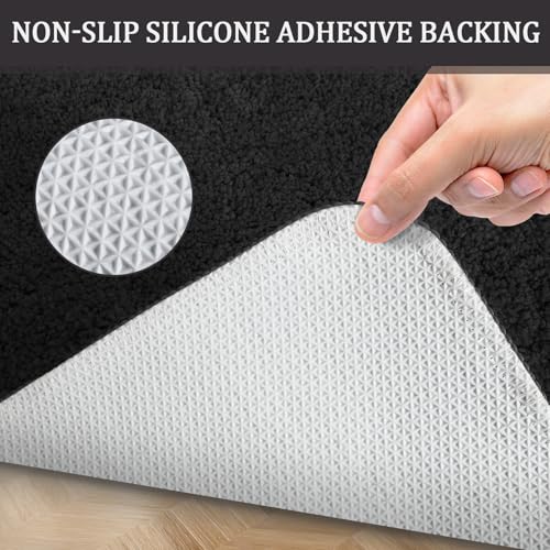 PROOVEELLY Black Bathroom Rugs 45.6"x29.9", Extra Soft Absorbent Thick Shaggy Bath Rugs, - image 6