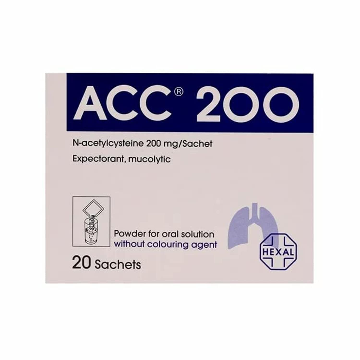 Hexal ACC 200 Powder For Oral Solution Without Colouring Agent, 20 Sachets