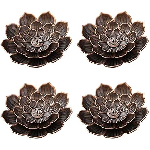 YUEMING 4Pcs Messing Lotus Weihrauchbrenner, Lotusstick Weihrauch Halter Kegel Weihrauch Brenner mit Aschefänger, Lotus Räuchergefäß für Büro Yoga Teehaus Zuhause Duft Dekoration Cover