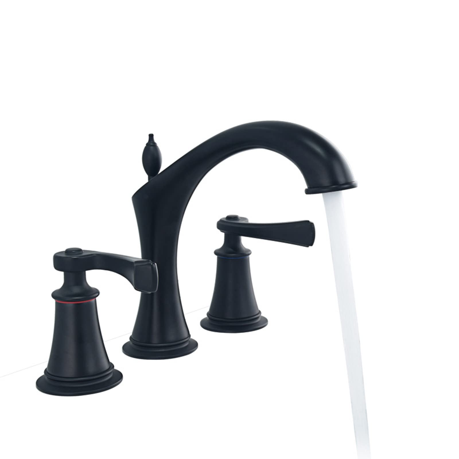 Buy Black Basin Mixer Taps, 3 Hole Dual Handle Lavatory Faucet Brass