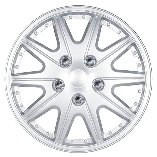 BDK HC927 Silver 15 Hubcaps Wheel Covers for Cars (15 inch) Four (4) Pieces Corrosion-Free & Sturdy Full Heat & Impact Resistant Grade OEM Replacement 4 Pack