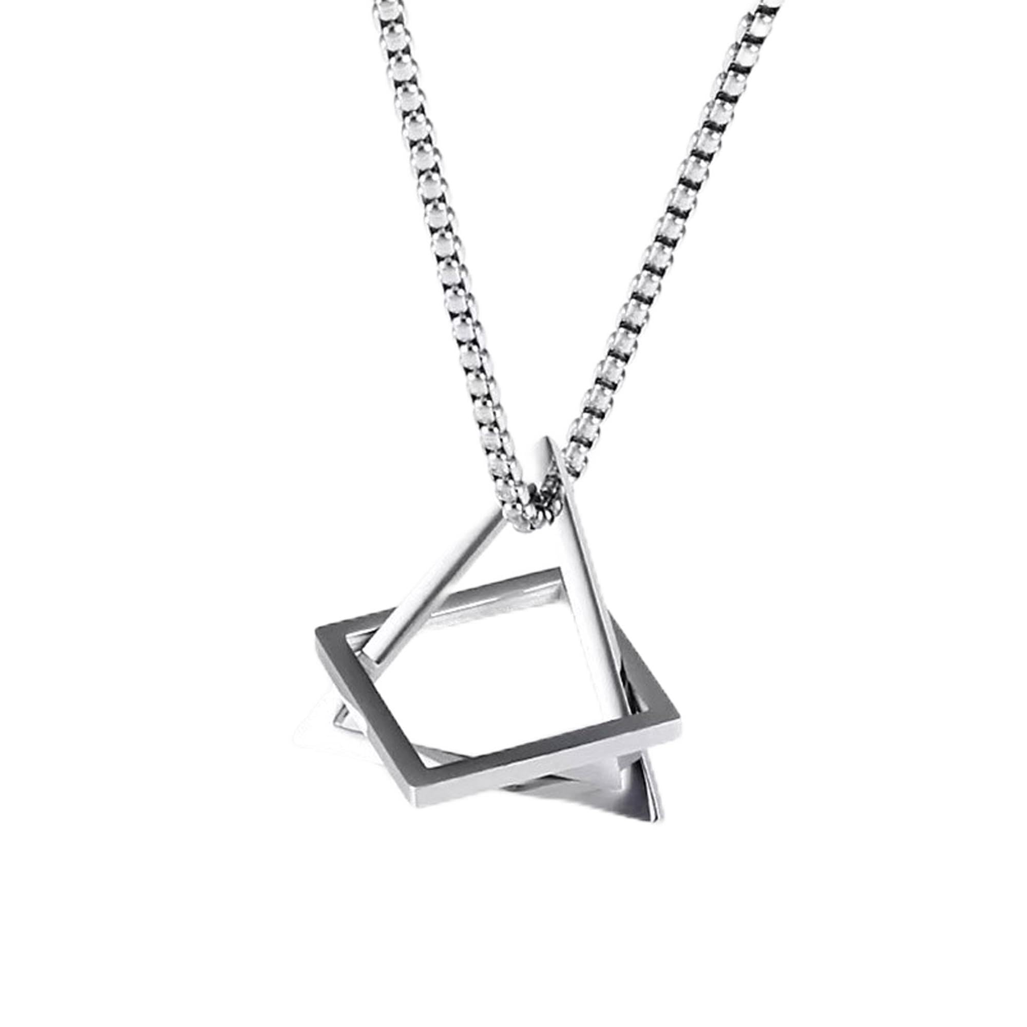 Silver Chain For Men Geometric Stainless Steel Silver Necklace Pendant For Men Boys Girls Stylish New Pedant Unisex-image-16