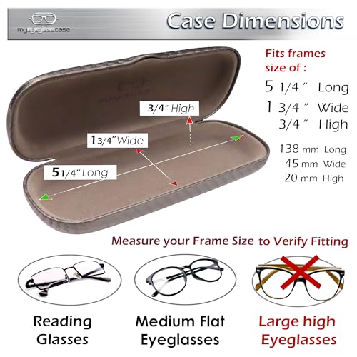 Image of MyEyeglassCase Men Small Glasses case - Eyeglasses Hard Shell Holder Pouch & Cloth-Reading Slim & Narrow Case Heavy Duty