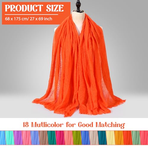 Yahenda 18 Picees Women Scarfs Shawl Hijab Soft Cotton Hemp Long Scarf Head Wraps for Women, 27 x 69 Inches2