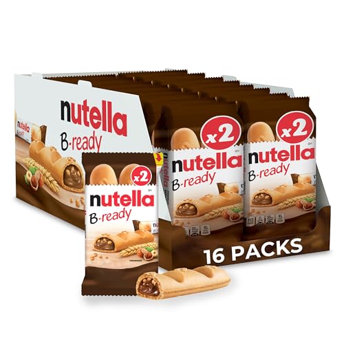 Nutella B-Ready Haselnussaufstrich mit Kakao, einzeln verpackte Snacks, 16 Snack-Riegel-Packungen mit 2 Stück