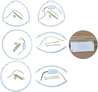 Curved Semicircular LED Light Strip Ceiling Fan, Mount for Replacement Module, 18W/27W/36W Tri-Colour Options, Transparent Plastic Housing